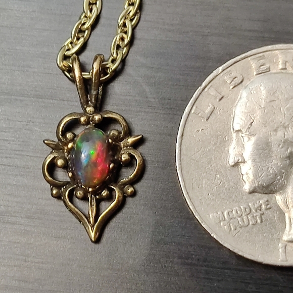 RARE Ethiopian Black Opal gemstone pendant necklace #034 - Picture 4 of 4